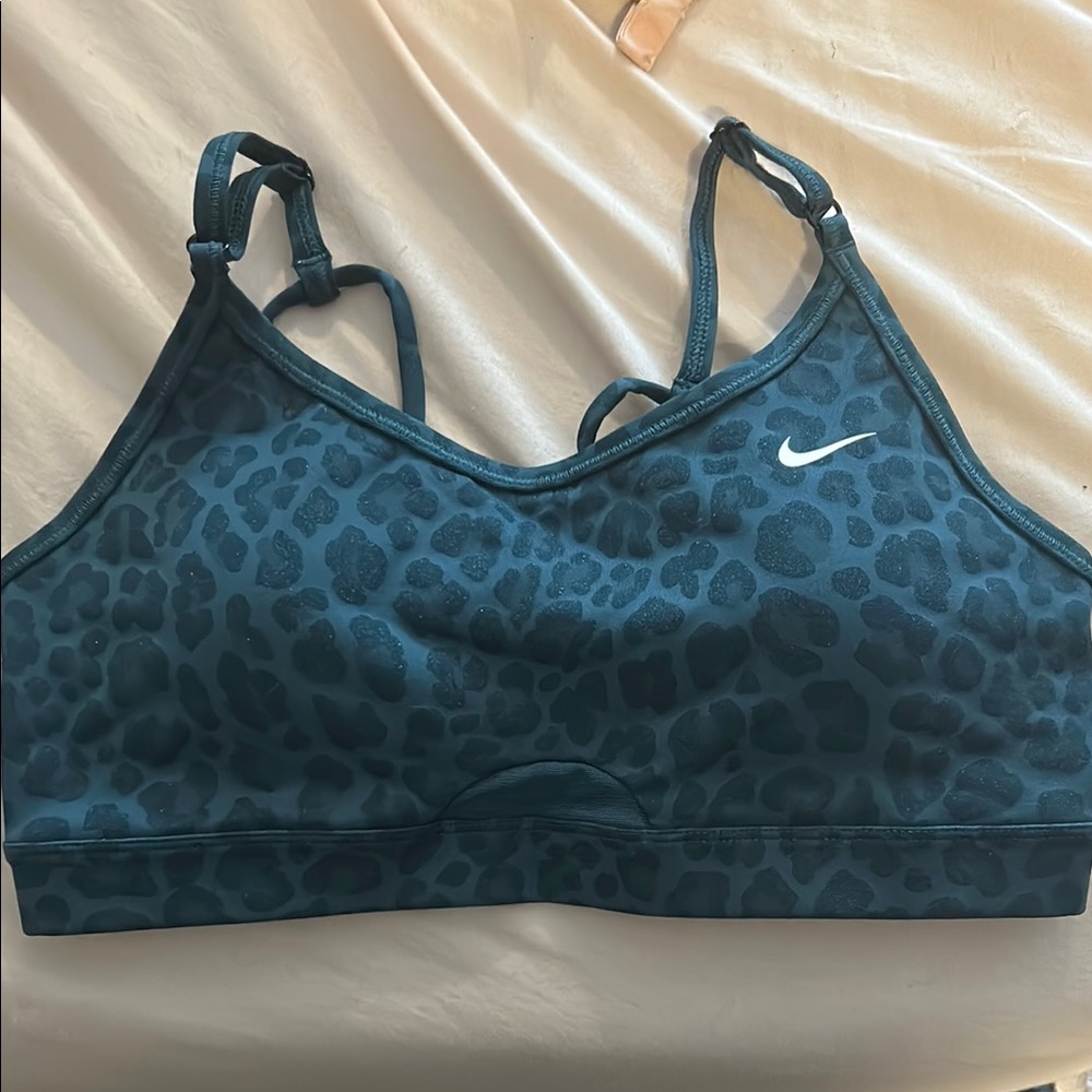 Nike Women's Leopard Print Sports Bra - Blue